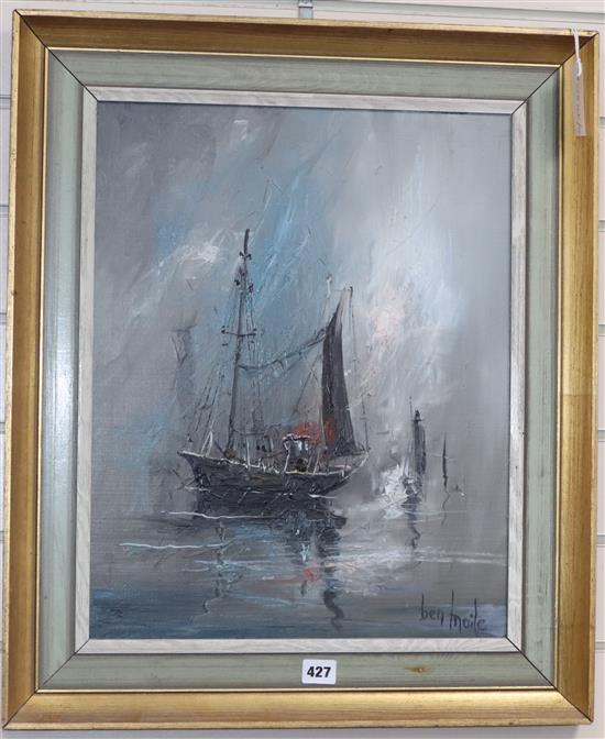 Ben Maile (1922-), oil on canvas, Fishing boat at sea, signed, 49 x 39cm